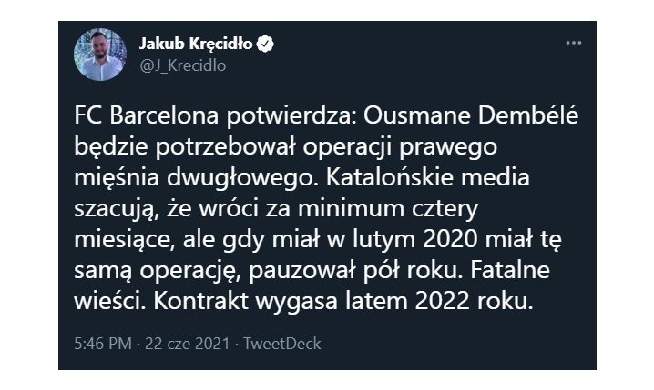 OFICJALNIE! Fatalne wieści ws. Dembele...